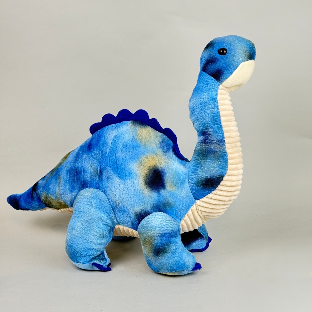 Hugfun Large Dinosaur Plush Kids 15" Blue  Brontosaurus Tie Dye Stuffed Animal